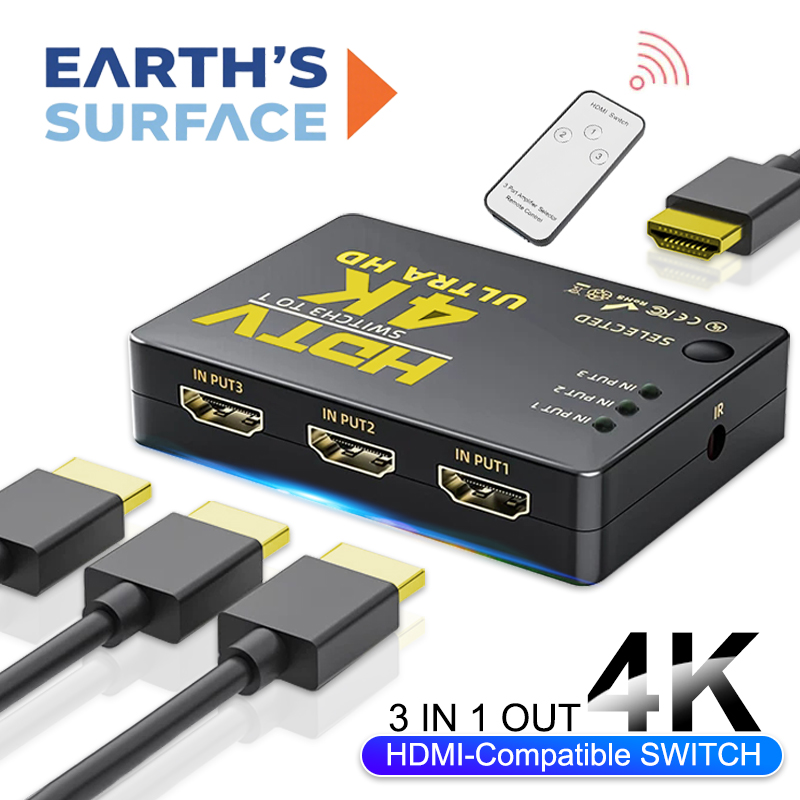 Audio Music Splitter - 3 Ingang 1 Uitgang HDMI-compatibele schakelaar