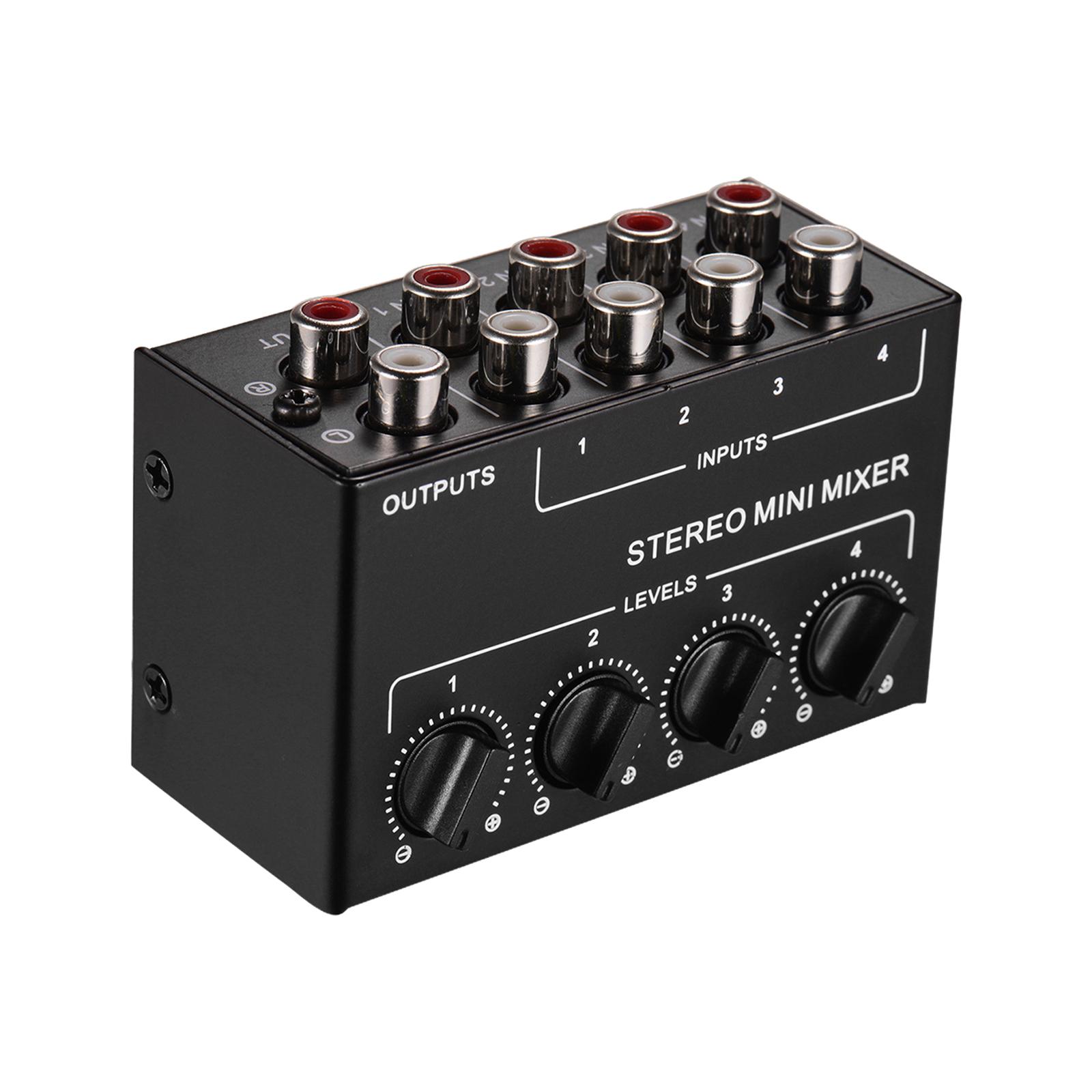 Audio Mixer 4 Channel - Compacte geluidsmixer - Draagbare 4-kanaals audiomixer
