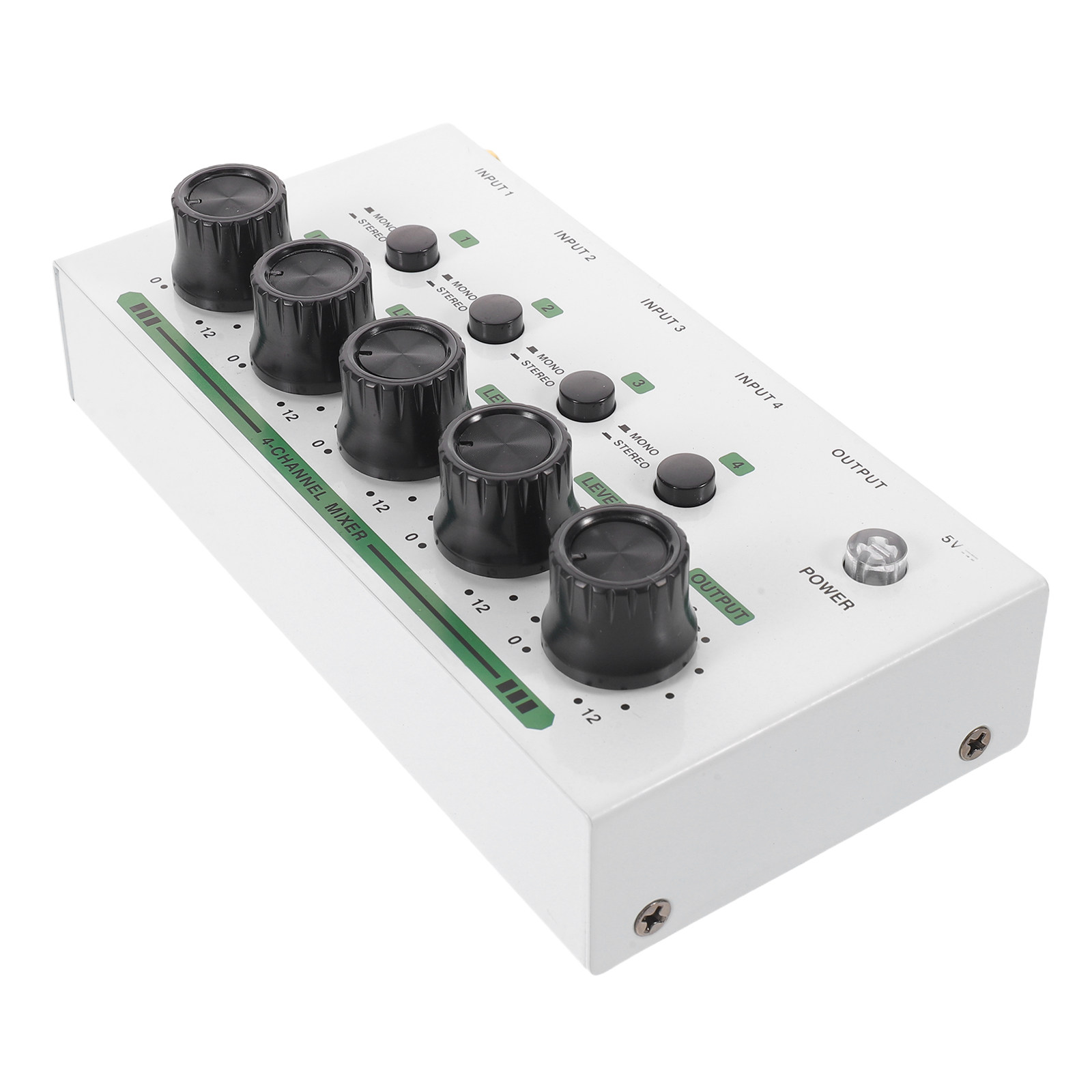 Audio Mixer 4 Channel - 4-kanaals compacte audiomixer wit professionele stereomixer