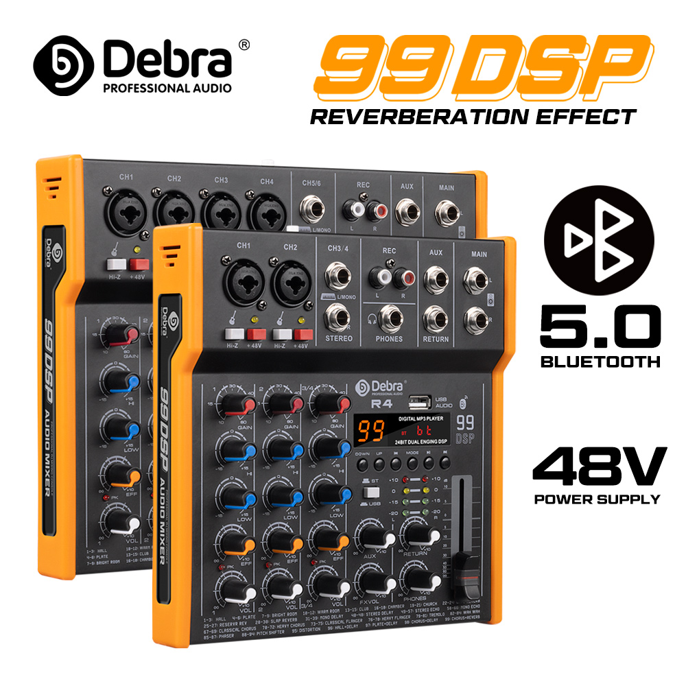 Audio Mixer 4 Channel - Debra R4/R6 6-kanaals multi-audiomixer 99DSP stereo