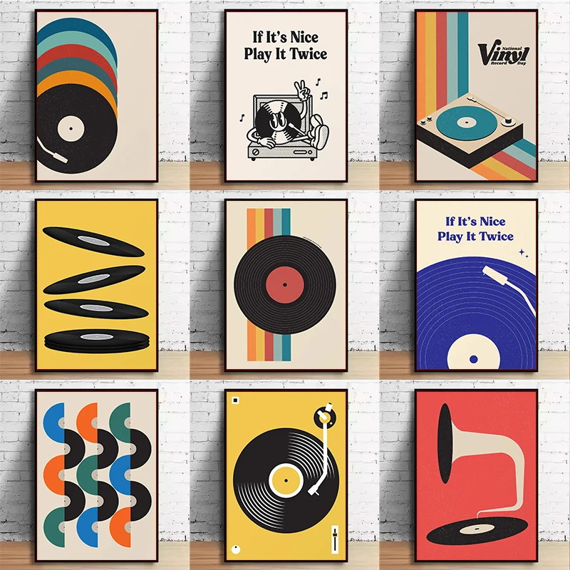Audio Music Live - Mid Century Vinyl Record Canvas Wall