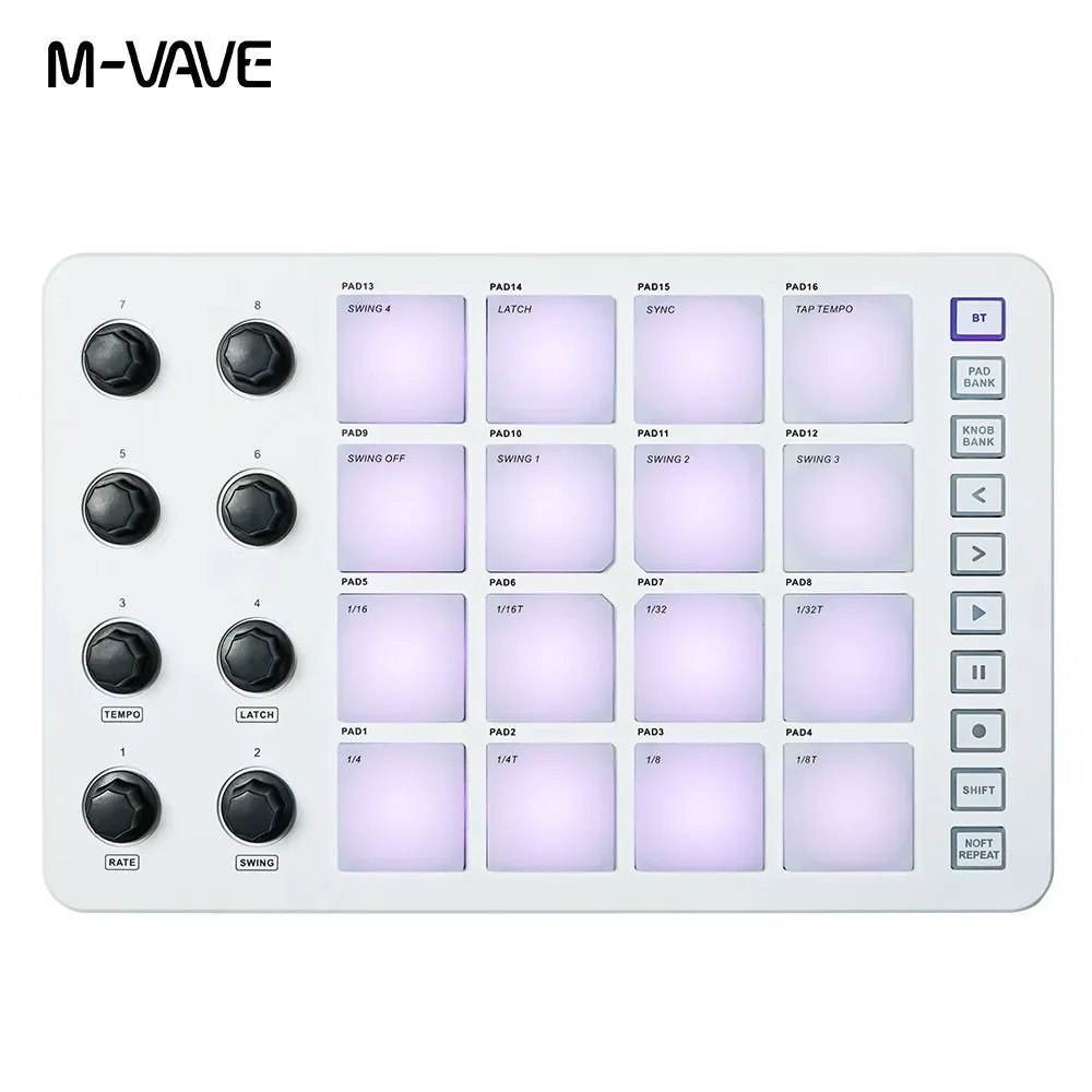 Midi Controller Pad - M-VAVE SMC-PAD Lanceerplatform USB-C Interface Draagbaar