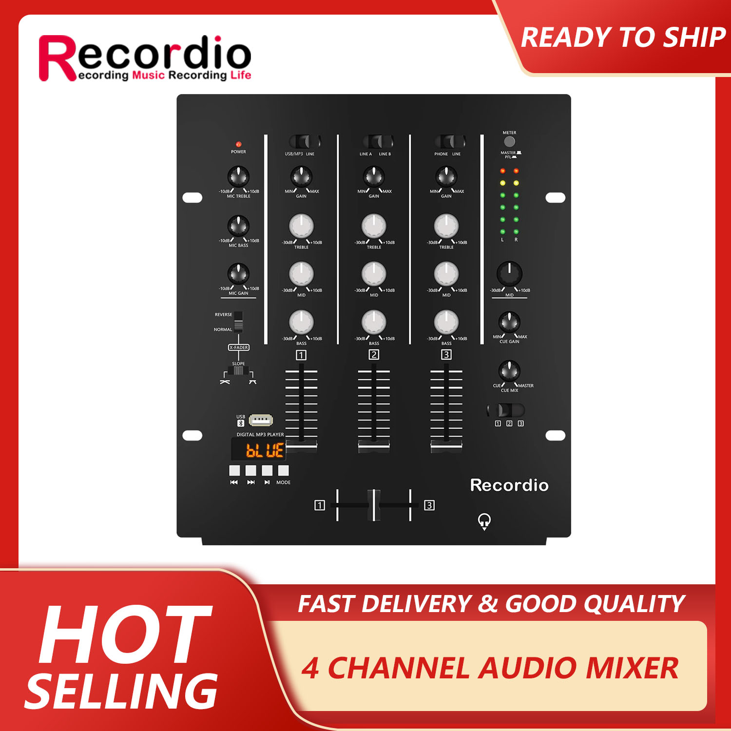 Audio Mixer 4 Channel - GAX-DM4 OEM Professionele 4-kanaals Audio Stereo