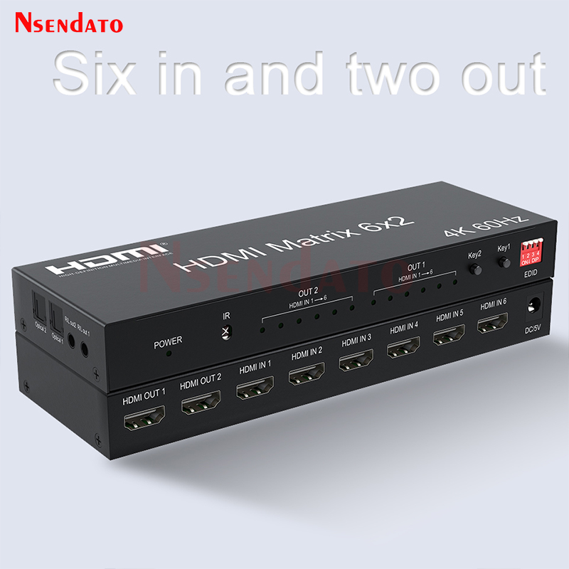 Audio Music Splitter - HDMI Matrix Switch 6x2 4K 60Hz
