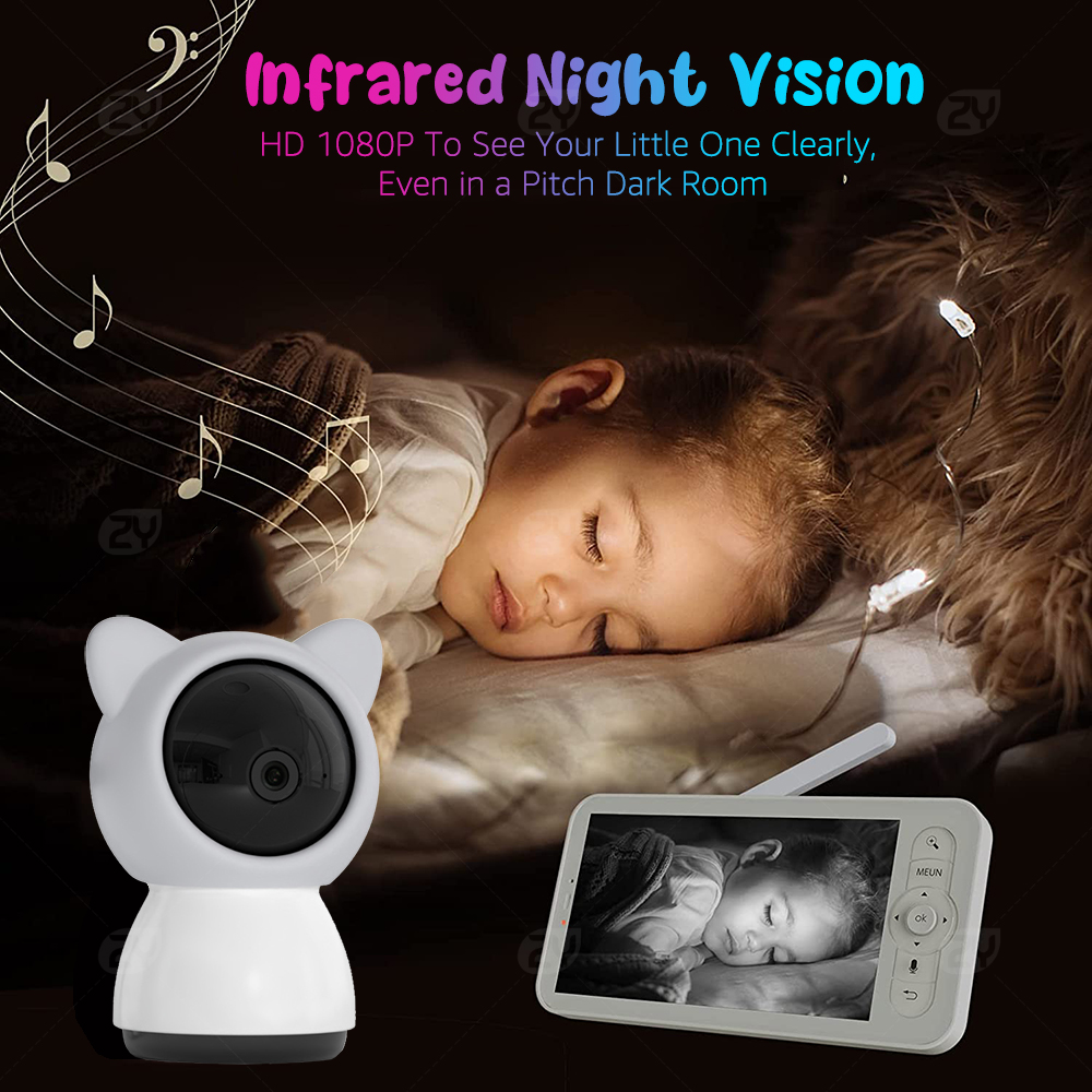 2K/3MP 5-inch draadloze babyfo - Audio Music Track recensie en prijs