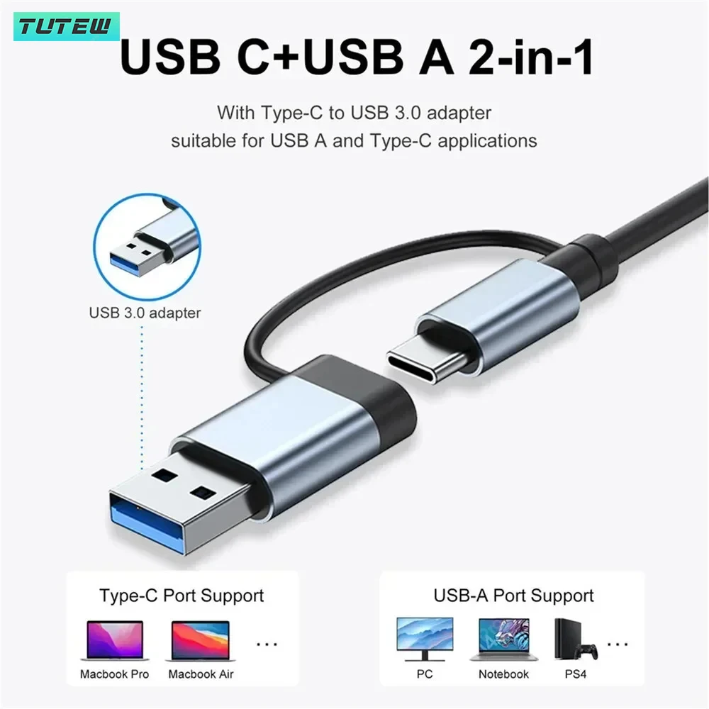 8-in-1 USB C-hub USB-splitter  - Audio Music Splitter recensie en prijs