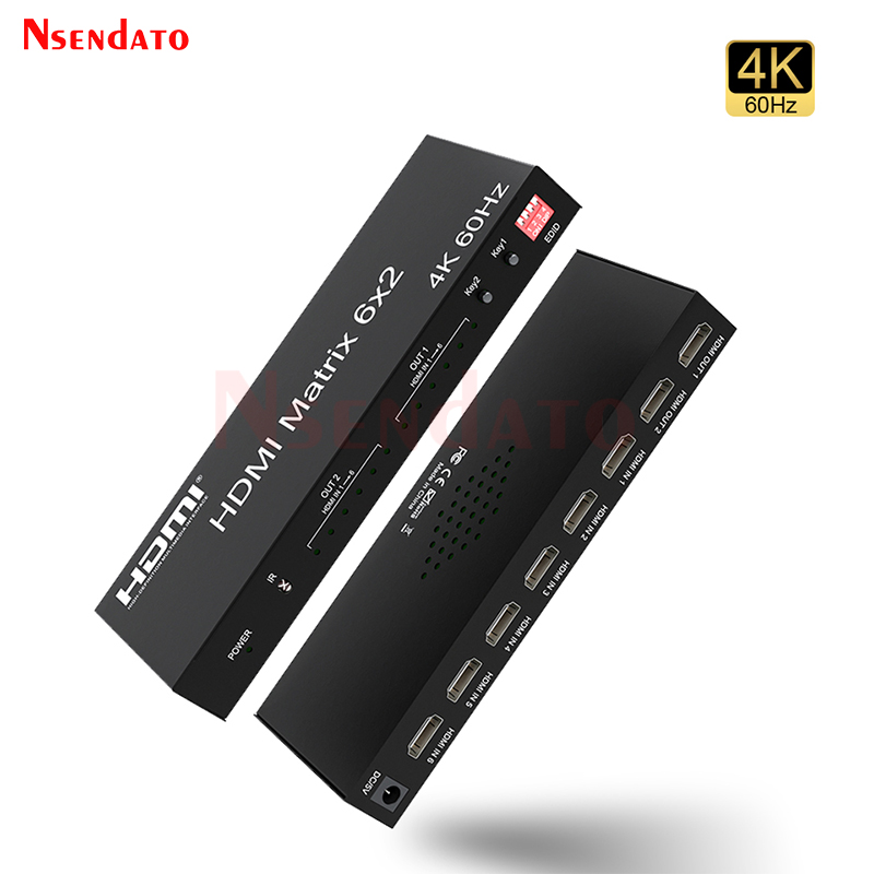 HDMI Matrix Switch 6x2 4K 60Hz - Audio Music Splitter recensie en prijs