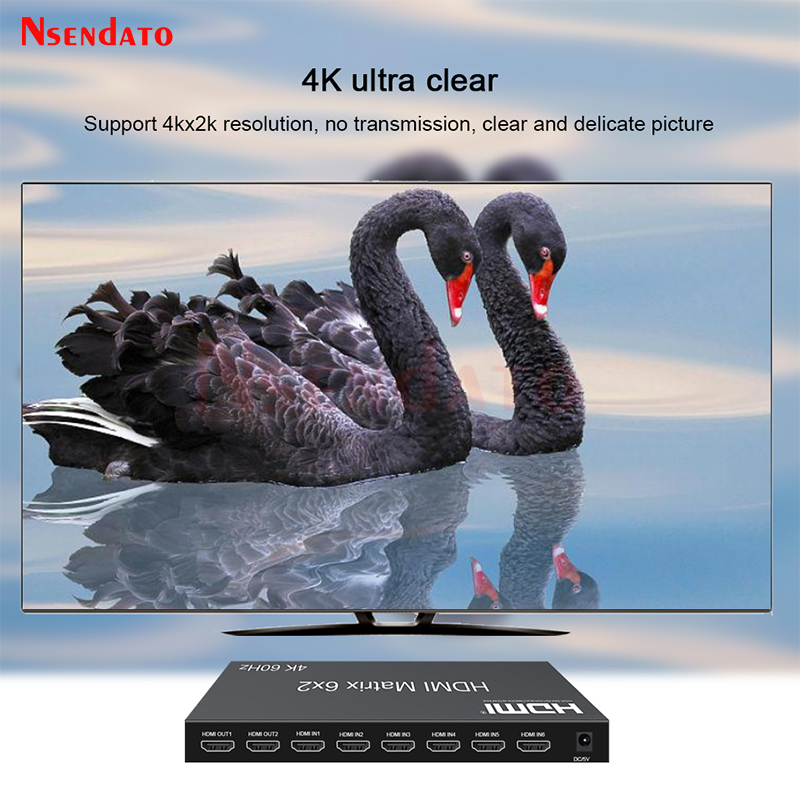 HDMI Matrix Switch 6x2 4K 60Hz - Audio Music Splitter recensie en prijs