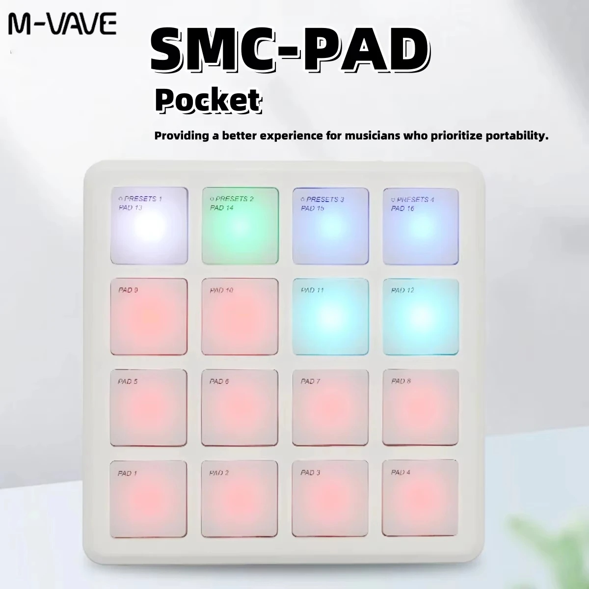 M-VAVE SMC-PAD POCKET Wit/Groe - Midi Controller Pad recensie en prijs